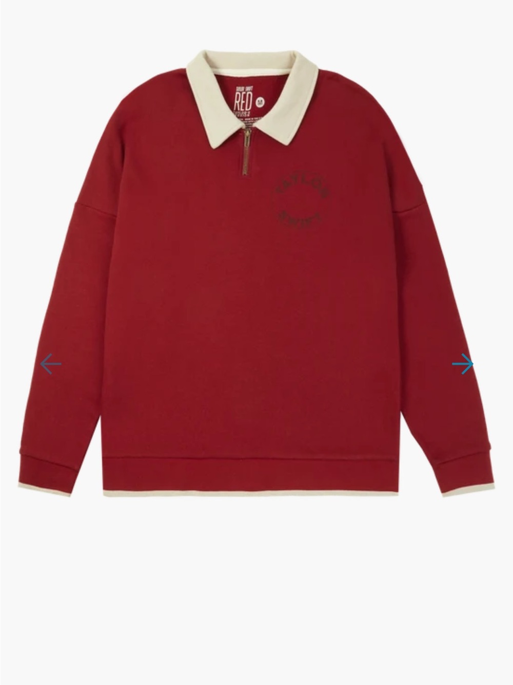 TAYLOR SWIFT Red Taylor's Version All Too Well zip polo sweatshirt sweater XL
